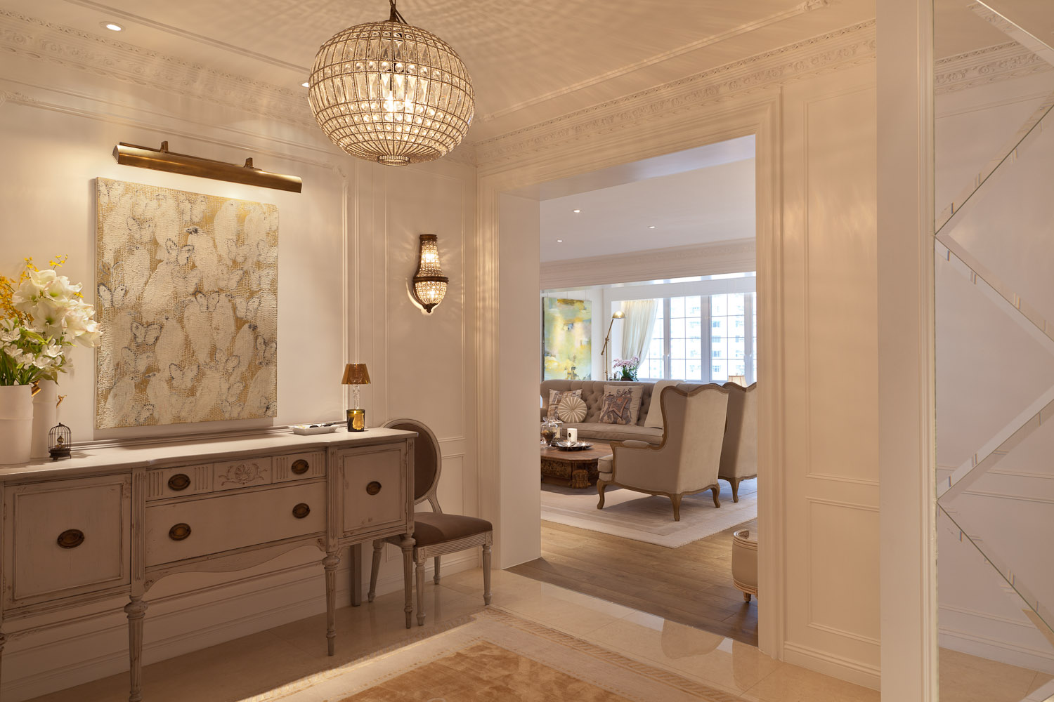 lui design and associates hong kong interior design firm residential classic french white cream antique vintage colonial