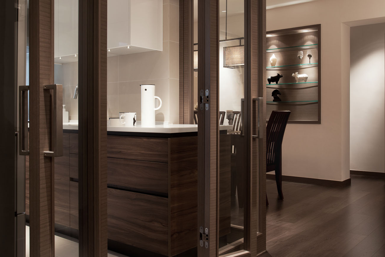lui design associates designer interior apartment condo residential earth tones wood minimal hong kong china architecture kitchen doors french